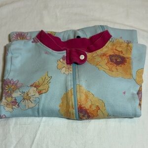 18M Floral Baby Onesie with Pink Trim